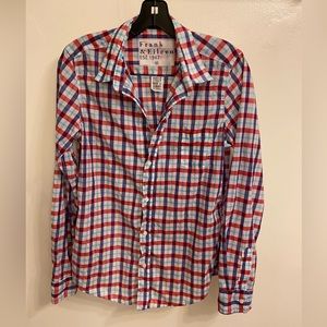 Frank & Eileen Barry Plaid Button Up Long Sleeve Red, White & Blue Size Medium